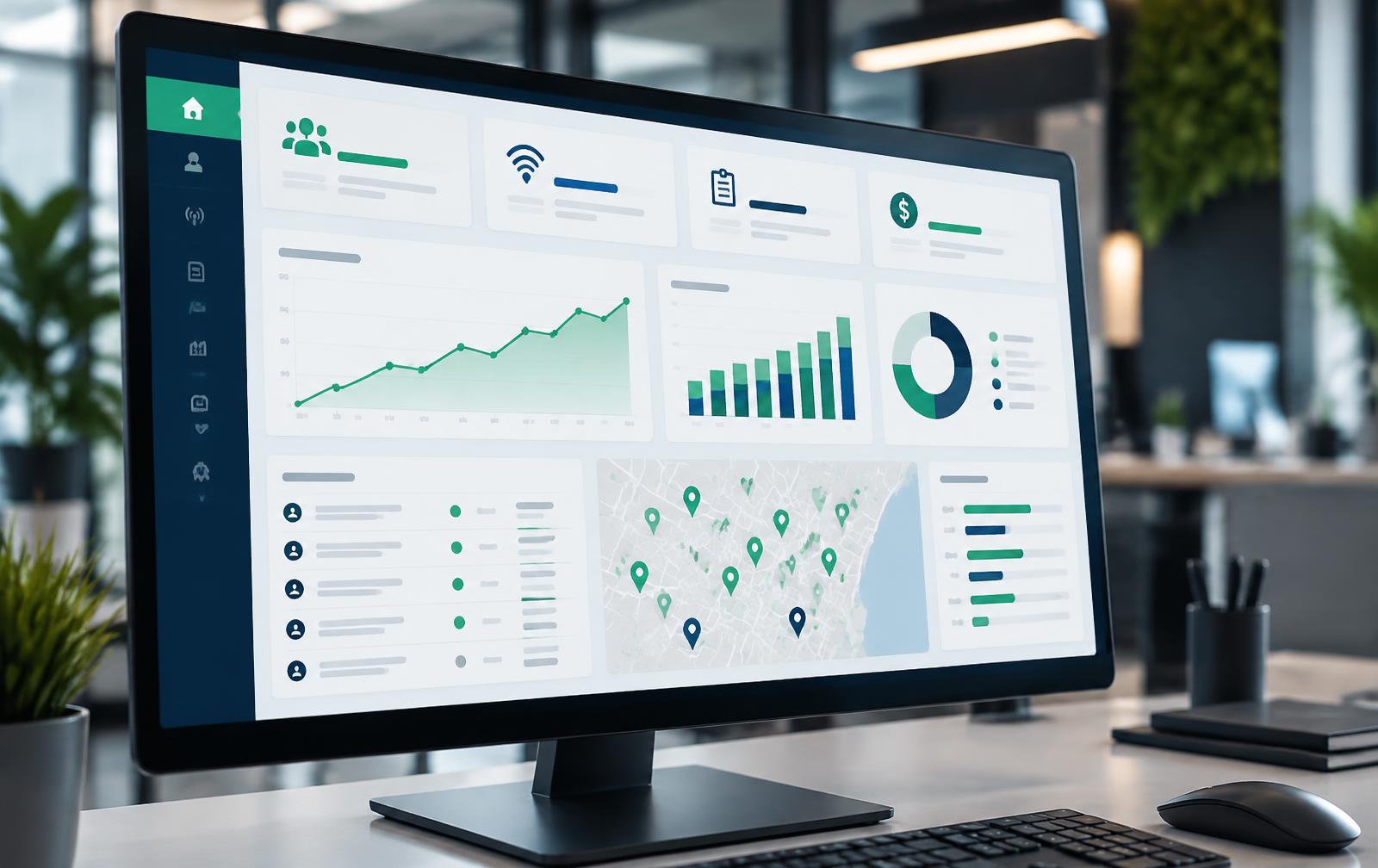 Dashboard da plataforma Business Max para gestão de provedores de internet